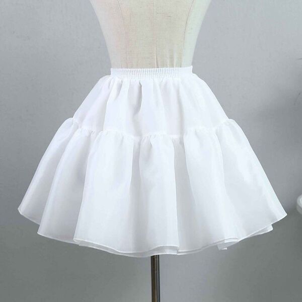 Lolita Crinoline Petticoat - Adjustable No-Bone Crystal Mesh Half-Skirt for Daily Wear & Elegant Outfits - Everyday Crystal Support, White, 45cm