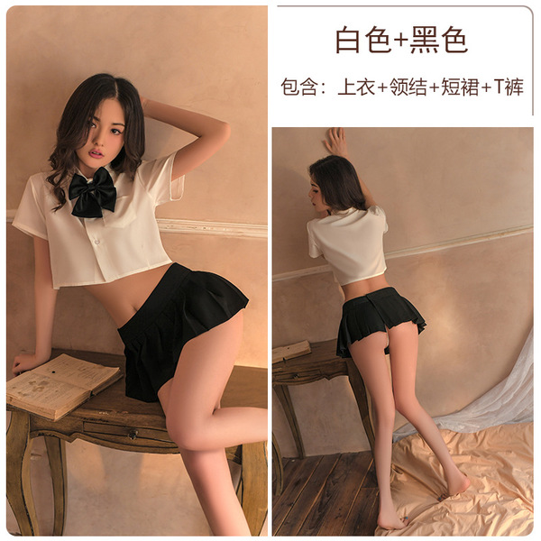 Hot JK Uniform Lingerie Set for Women – Sexy Student-Style Pleated Skirt Role Play Outfit - black