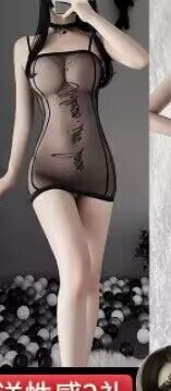 Qingran Sexy Sheer Mesh Bodysuit for Women - Transparent Lingerie Set with Open-Crotch Design, Seductive & Comfortable - 496
