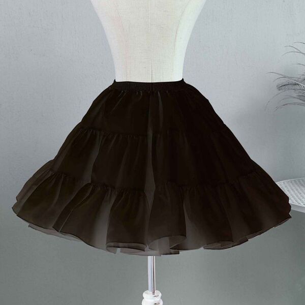 Lolita Crinoline Petticoat - Adjustable No-Bone Crystal Mesh Half-Skirt for Daily Wear & Elegant Outfits - Versatile crystal support, black, 50cm