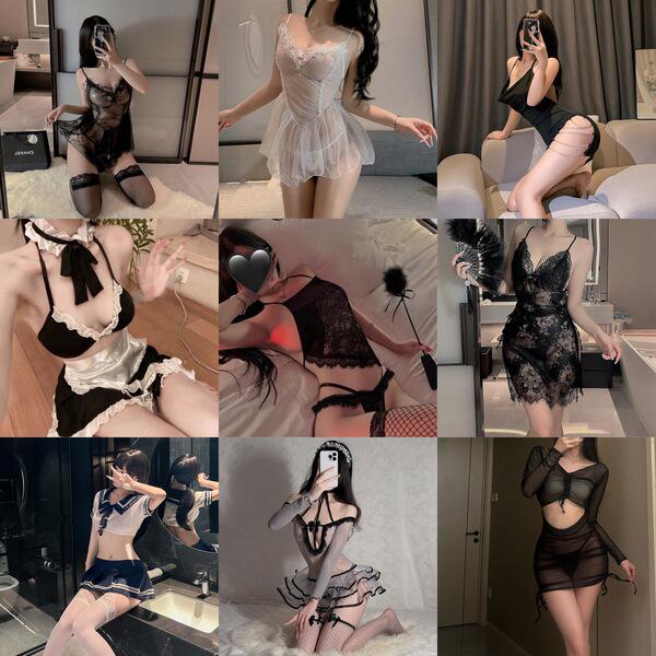 A collection of outfits featuring ol teacher jk cat costumes, including sexy maid and cheongsam lingerie sets, perfect for ni...