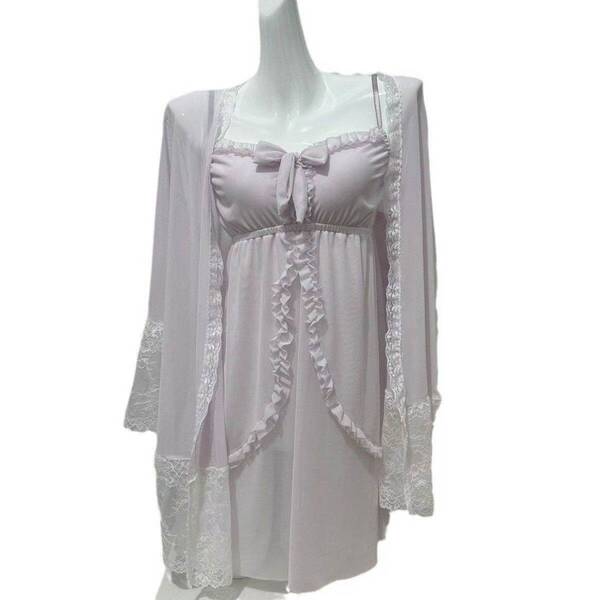 Sweet Palace Style Lace Sleepwear Set for Women – Loose Korean-Inspired Summer Cami Dress & Matching Shorts - Light purple