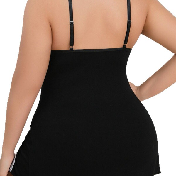 Sexy lace sleep dress with side slit, perfect for busty and curvy womens sensual slip nightgown.