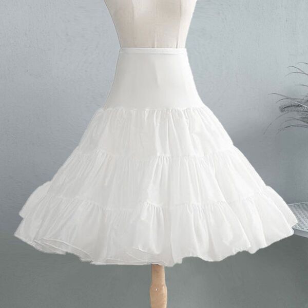 Lolita Crinoline Petticoat - Adjustable No-Bone Crystal Mesh Half-Skirt for Daily Wear & Elegant Outfits - White adjustable crystal support, 60cm.
