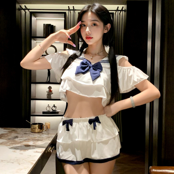 OL Teacher JK Cat Costume Set - Pure & Tempting Maid Qipao Lingerie Outfit for Cosplay & Role Play - 6132