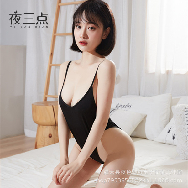 72D Ice Silk Sexy Swimsuit - Breathable Tight-Fit Summer Lingerie for Women - black