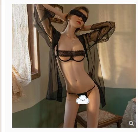 Night Scent Sexy Lingerie Set - Catwoman Costume Bodysuit with Sheer Mesh & Tight Fit Sleep Dress - 639 Black (excluding jacket and eye mask)