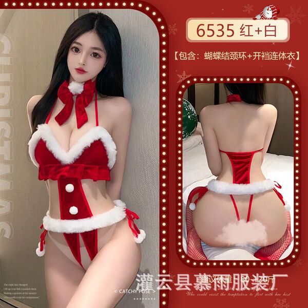 Christmas Velvet Lingerie Set - Sexy Role Play Sleep Dress & Naughty New Year Costume Outfit for Date Night - 6535 Christmas