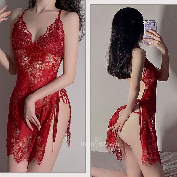 Seductive Lingerie Sleepwear Set - Busty-Enhancing Midnight Romance Nightwear for Women - red