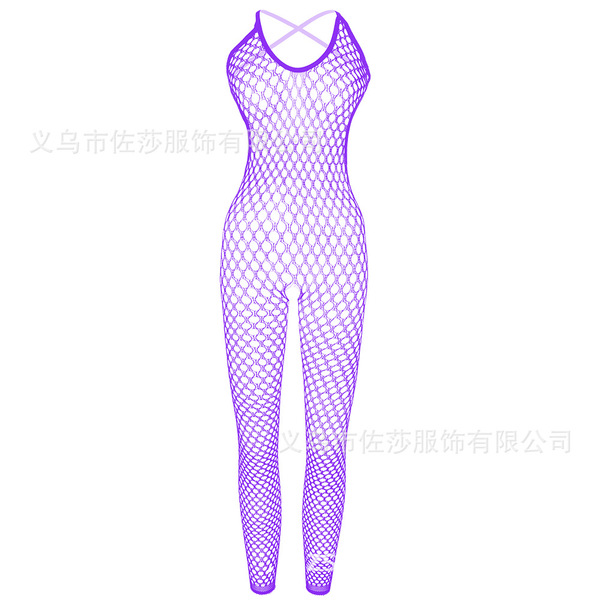 Rose Lace Sexy Lingerie Set - Sheer Mesh Bodysuit with Floral Embellishment for Women - purple
