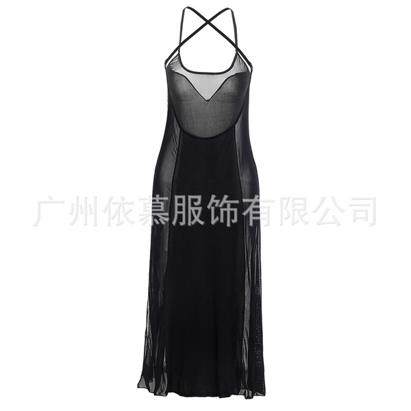 Plus Size Sexy Lingerie Dress - Sheer Backless Evening Gown & Sleepwear for Women, Trendy European and American Style - black