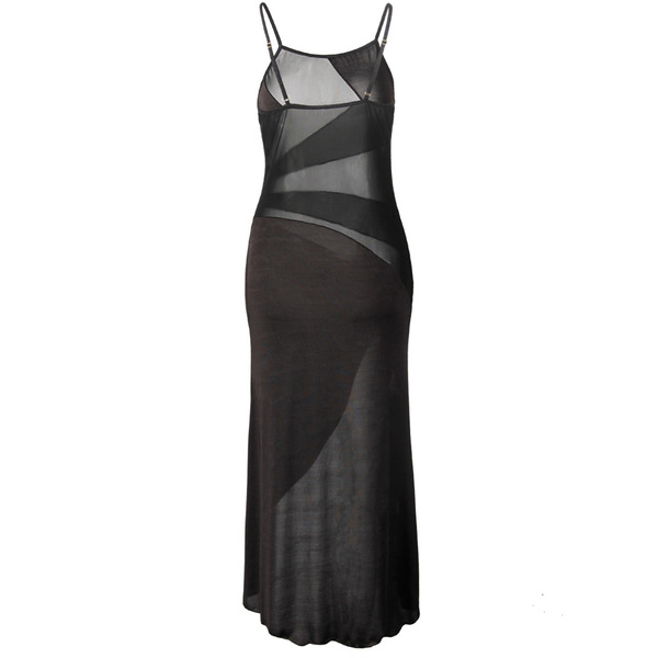 S6XL Plus Size European and American Lingerie Mesh Lace Slip Dress – Sexy Long Nightgown for Women - 7831 Black
