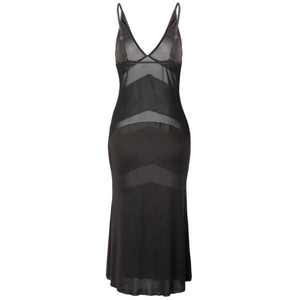 S6XL Plus Size European and American Lingerie Mesh Lace Slip Dress – Sexy Long Nightgown for Women - 7832 Black
