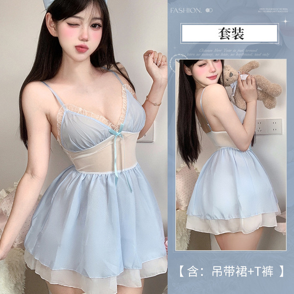 Luxury Sheer Lace Babydoll Set - Seductive Pure & Tempting Sleepwear for Women, No-Remove Design - One size fits all (80-120 lbs)