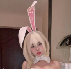 Aesthetic Asexual Cosplay Lingerie Set – Bunny Ears Costume with Eye Mask & Hair Accessory for Nightclub & Themed Partie - 8022 Ears White + Pink