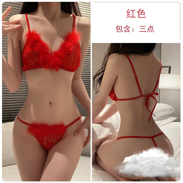 Sweet Sheer Lace Teddy Set - Red Velvet Naughty & Nice New Year Lingerie Outfit with Ties - red