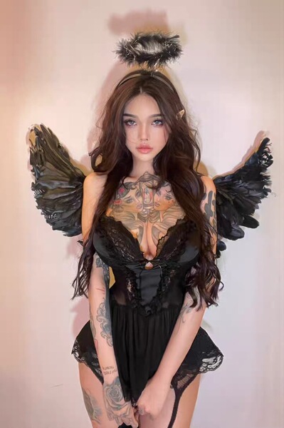 Women's Elegant Lace Sexy Sleep Set - Romantic Matching Lingerie & Cami Nightgown for Couples - 8141 Black 80*40 Wings