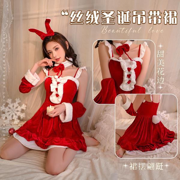 Xintao Christmas Lingerie Set - Red Velvet Sexy Sleep Dress for New Year Party & Role Play, Pure Temptation Style - Product Image
