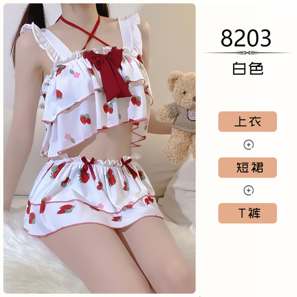 Sexy Christmas Pajamas & New Year Lingerie Set – Hot Cut-Out Bunny Costume Outfit for Women - 8203