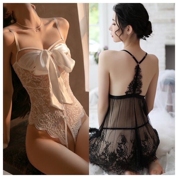 Meiyoujia Sexy Lingerie for Women – Premium Passionate Intimate Apparel & Matching Panties Set - 8222 White + 6017 Black