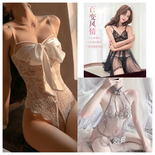 Meiyoujia Sexy Lingerie for Women – Premium Passionate Intimate Apparel & Matching Panties Set - 8222 White + 1127 Black + 8330 Grey