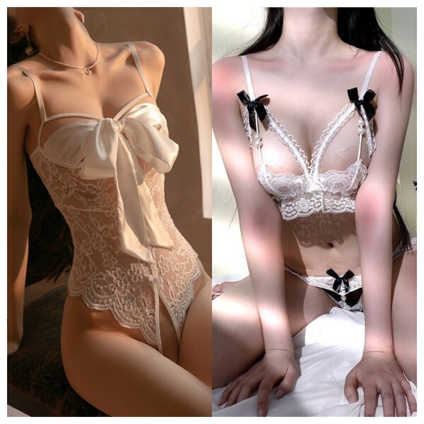 Meiyoujia Sexy Lingerie for Women – Premium Passionate Intimate Apparel & Matching Panties Set - 8222 White + 6226 White
