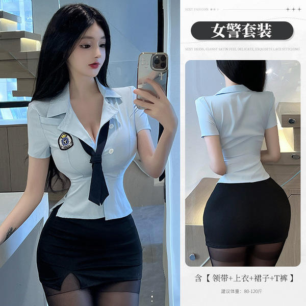 Sexy Student Uniform Set - JK Style Plaid Pleated Skirt & Top, Cute Yet Seductive Outfit for Adults - TB 8512 M