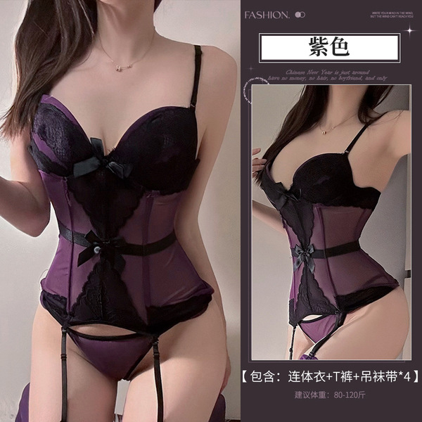 Sexy Student Uniform Set - JK Style Plaid Pleated Skirt & Top, Cute Yet Seductive Outfit for Adults - TB 8558 purple