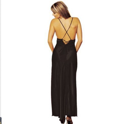 Luxury Silk Lace Nightgown Set - Elegant Gold-Thread Erotic Sleepwear for Women, Wholesale Ready - black