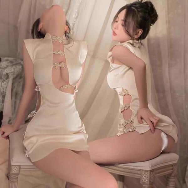 2024 Sexy Qipao Lingerie Set – Seductive Sleepwear & Date Night Outfit for Small Bust, Pure Temptation Matching Set