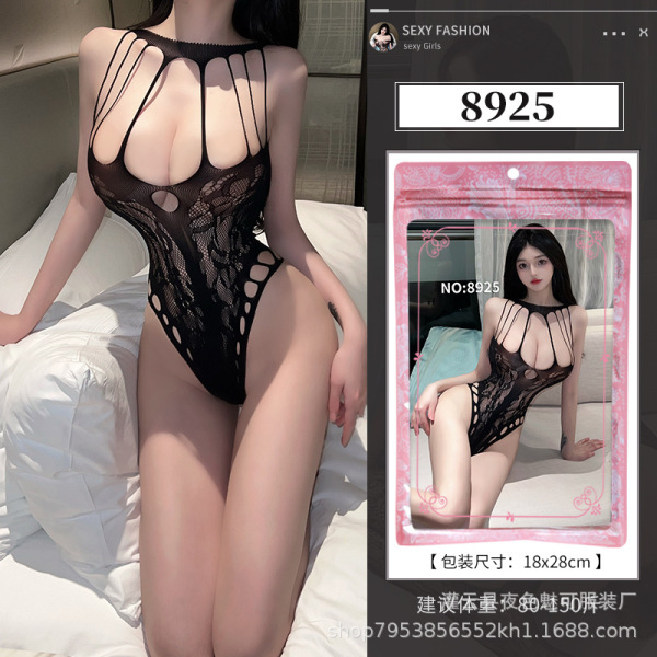Seductive Sheer Mesh Bodysuit for Women - Plus Size Open-Crotch Sensual Lingerie Set for Bedroom Play - 8925