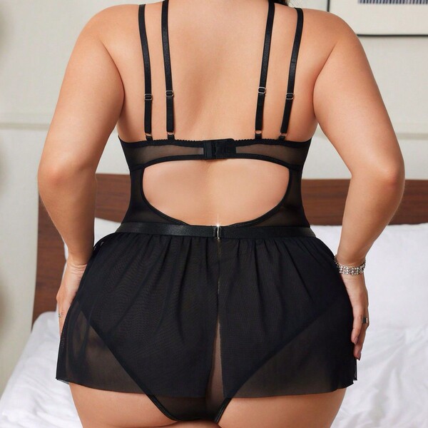 Plus size sexy lace lingerie set - transparent erotic underwear for women, style 9061 collection