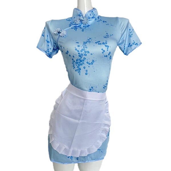 Sensual Japanese-Style JK Uniform Bodysuit – Pure & Tempting Schoolgirl Cosplay Deadstock Swimsuit - 9078 - Light Blue Chinese Cheongsam
