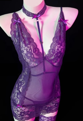 Pure & Playful Lingerie for Small Busts – Seductive, No-Remove Intimate Outfit for Women - 9167 purple + A1 white