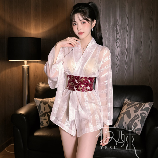 OL Teacher JK Cat Costume Set - Sexy Maid & Cheongsam Lingerie Outfit for Cosplay & Role Play - 9394 White