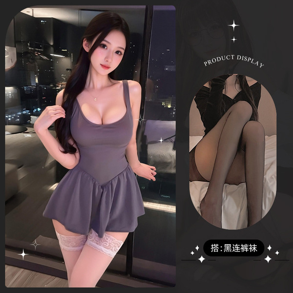 Lemon Story Sexy Sheer Sleep Dress – Cute & Alluring Lace-Trimmed Backless Lounge Set for Women - 9429+ Hand Stockings Pantyhose
