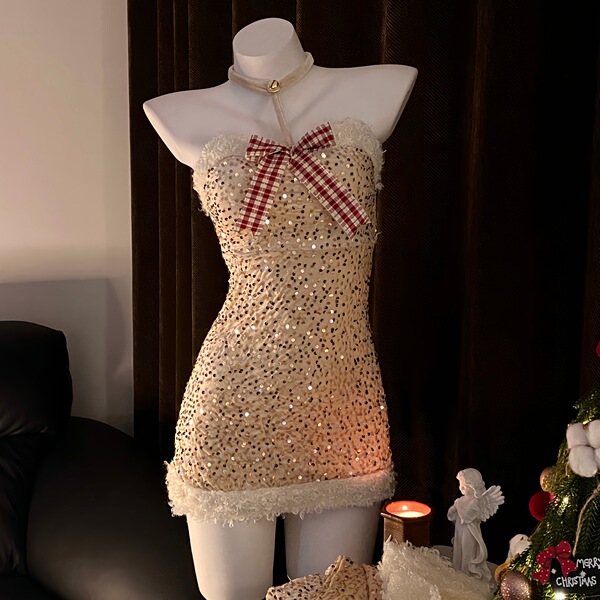 Christmas Party Bunny Girl Dress Set - Sexy Cosplay Costume & Lingerie Outfit for New Year's Eve - 9621 Elk