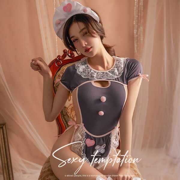 Mannyqing Sexy Lingerie Set - Sheer Secretary Sleep Dress with Open-Crotch Bodysuit, Seductive & Convenient - 989