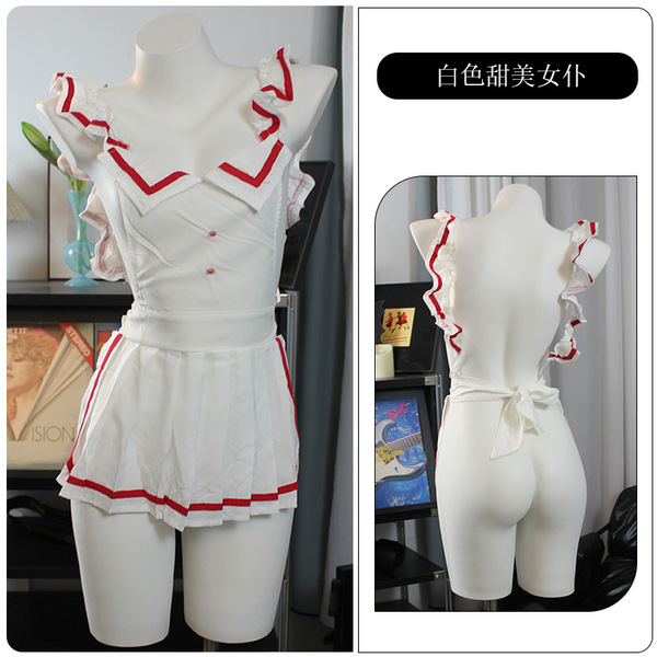 Dimoosi Sexy Maid Costume for Women - Hot Role Play Outfit, Pure Temptation Kawaii Cosplay Set A902 - A902 Sweet Maid + White Butterfly White Stockings