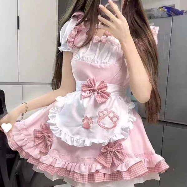 Adorable maid costume for women featuring a kawaii cat lolita dress with a cute petticoat and accessories, perfect for anime ...