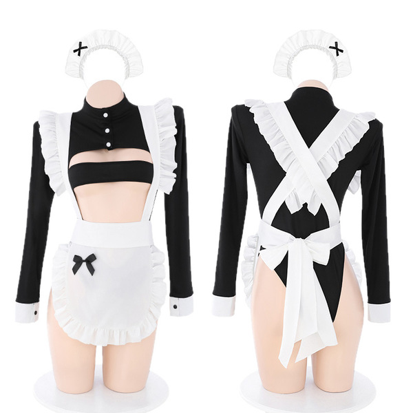Sexy cute maid costume for women - flirty playful adult outfit with long sleeves and ruffled details
