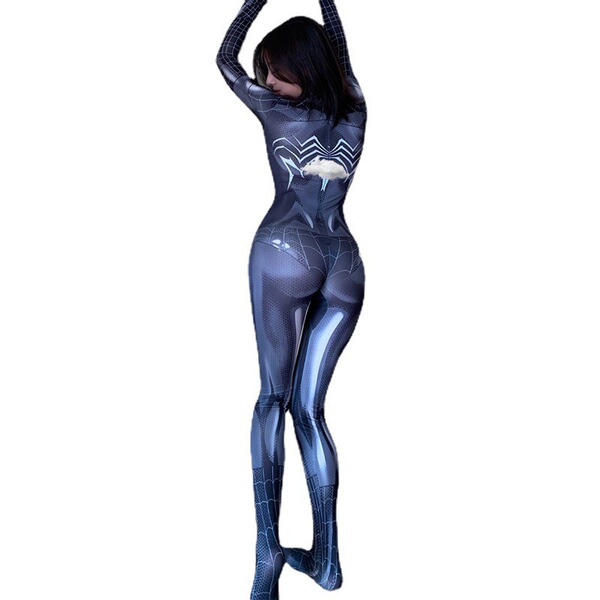 Sexy spider-man costume featuring a zipper and open-crotch design, perfect for role play.