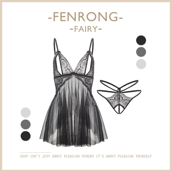 Pure & Playful Lingerie Set - Seductive Naughty Sleepwear, Tempting Uniform Style Bedroom Outfit - Black + Black Open Crotch Socks