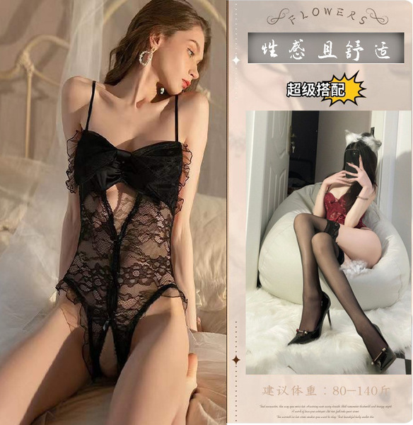 Seductive Maid Costume Lingerie Set - Modest Yet Alluring Temptation Sleepwear for Women - Black + black stockings