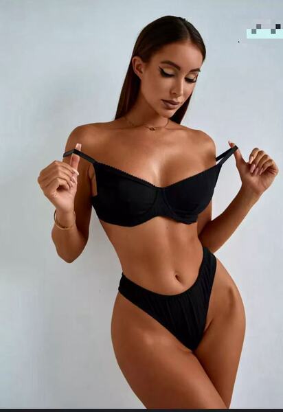 2024 Summer Floral Lace Lingerie Set – Wire-Bra Knit Sexy Two-Piece Outfit, European Style - Black flowers