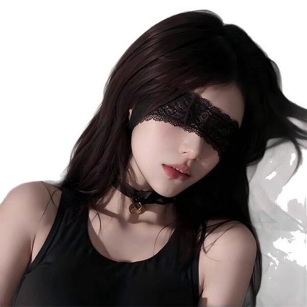 Elegant black lace blindfold mask perfect for masquerade parties, adding an erotic touch to any costume. ideal accessory for ...