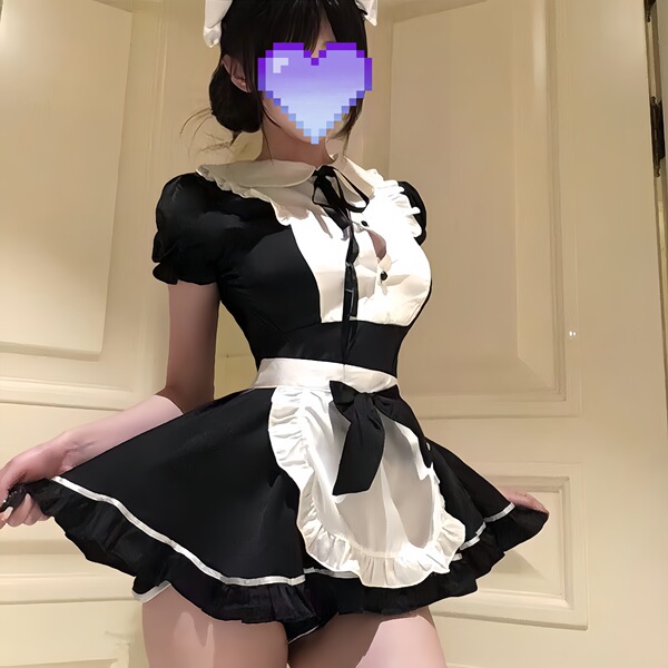 Plus Size Sexy Maid Costume Set - Cute & Seductive Adult Costume with Apron & Matching Accessories - Black [Milk Silk Version]