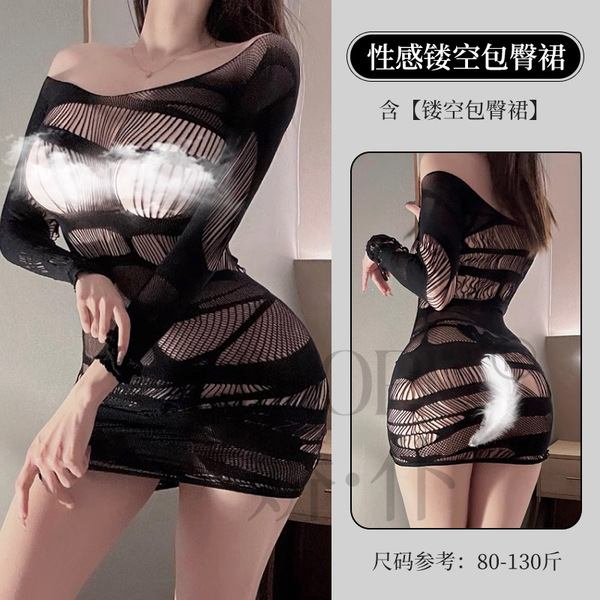 Sexy Christmas Bodysuit - Flirty Velvet Mesh Sheer Outfit with Bow Detail, Holiday Lingerie for New Year's Eve - Black + Fishnet Stockings