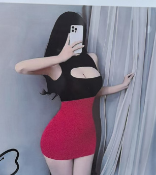 Sexy Secretary Bodysuit Outfit - Seductive Uniform Lingerie Set, No-Undress Pure Temptation Style - Black top + red skirt + white fishnet stockings