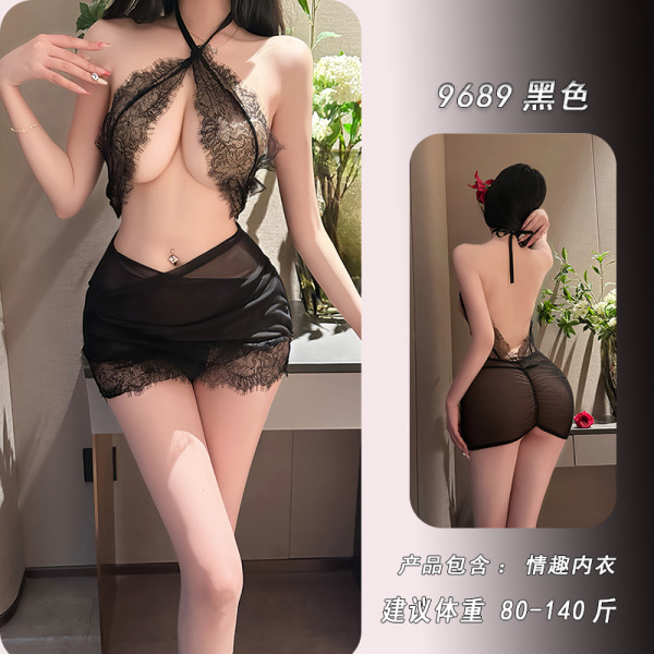 Night Silk Sensual Lace Bodycon Mini Dress - Sheer Mesh Pure Temptation Slip Dress - Black suit + T-shirt
